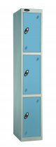 Single Metal Storage Locker | 3 Doors | 1780 x 305 x 305mm | Silver Carcass | Ocean Door | Cam Lock | Probe