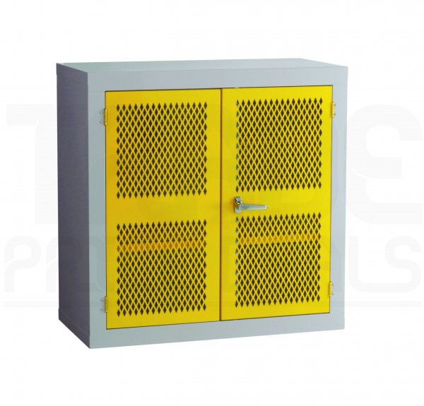 Mesh Door Cupboard | 2 Yellow Doors | 2 Shelves | 915 x 915 x 457mm | Redditek