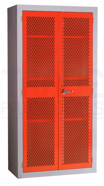 Mesh Door Cupboard | 2 Red Doors | 4 Shelves | 1830 x 915 x 457mm | Redditek