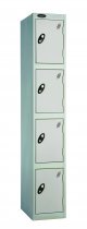 Single Metal Storage Locker | 4 Doors | 1780 x 305 x 305mm | Silver Carcass | Silver Door | Cam Lock | Probe