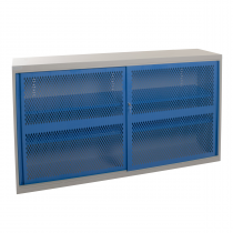 Sliding Door Mesh Cabinet | 2 Blue Doors | 2 Shelves | 1020 x 1830 x 460mm | Redditek