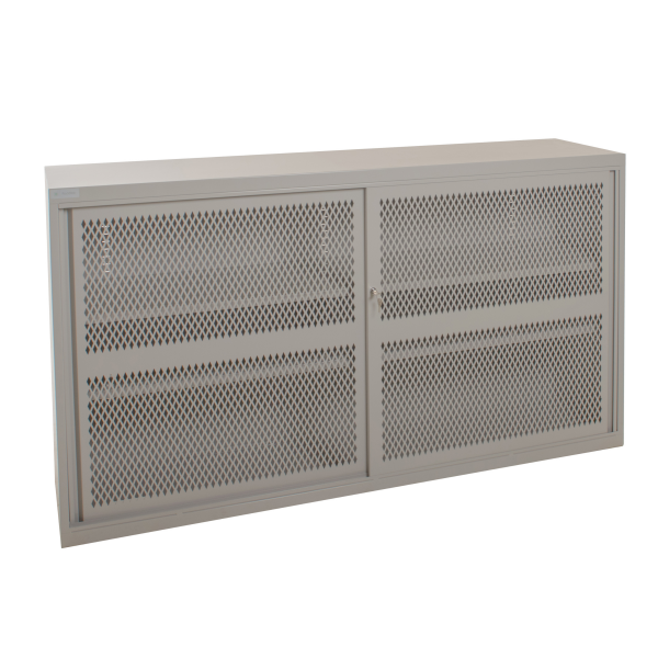 Sliding Door Mesh Cabinet | 2 Grey Doors | 2 Shelves | 1020 x 1830 x 460mm | Redditek
