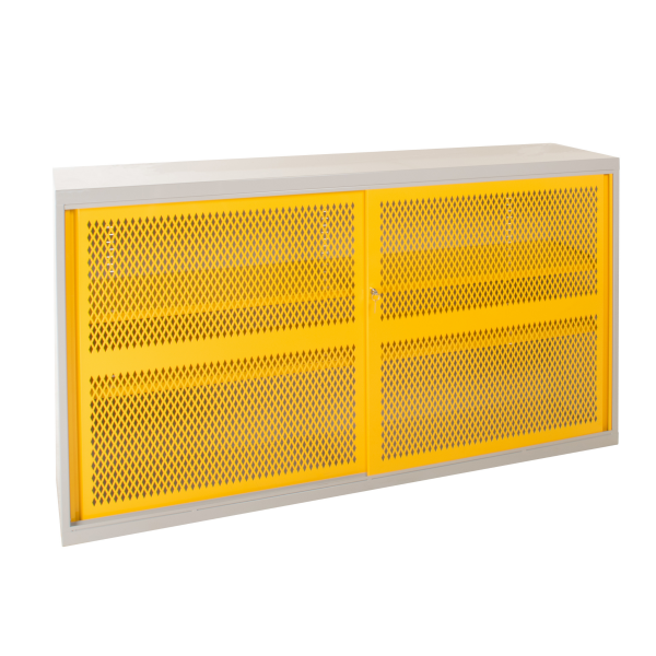 Sliding Door Mesh Cabinet | 2 Yellow Doors | 2 Shelves | 1020 x 1830 x 460mm | Redditek