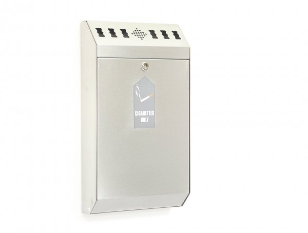 Wall Mounted Cigarette Disposal Bin | Stainless Steel | Small | 370h x 200w x 70d mm | Redditek