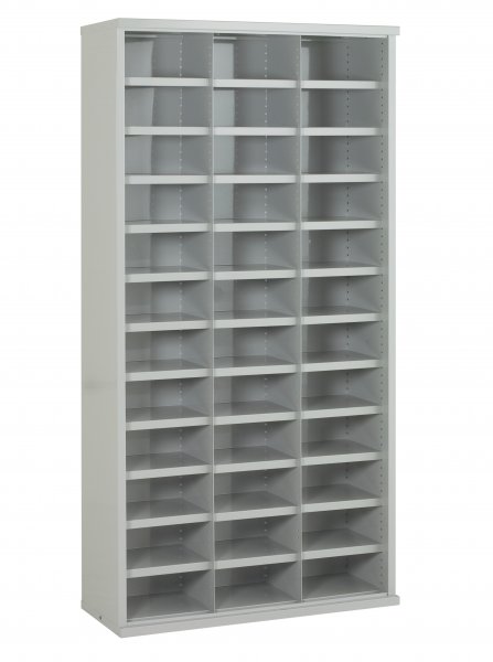 Steel Bin Cabinet | 36 Bins | Bin Dimensions 123 x 296 x 305mm | Grey | 1820 x 942 x 377mm | Twin Steel Doors | Redditek