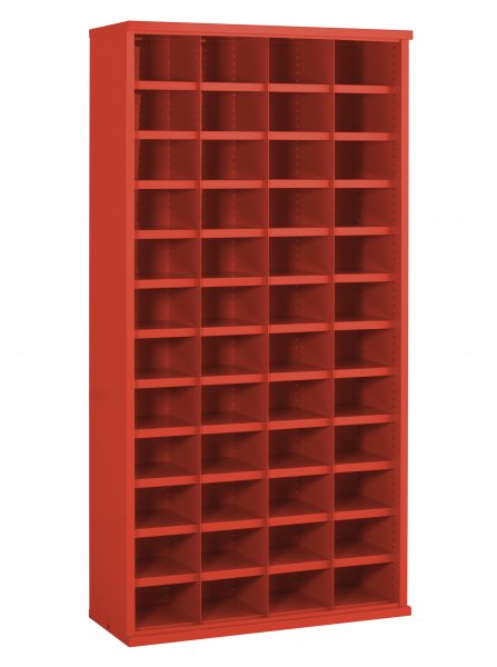 Steel Bin Cabinet | 48 Bins | Bin Dimensions 123 x 222 x 355mm | Red | 1820 x 942 x 427mm | Twin Steel Doors | Redditek