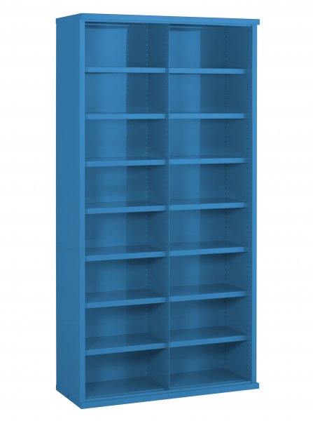 Steel Bin Cabinet | 16 Bins | Bin Dimensions 195 x 455 x 305mm | Red | 1820 x 942 x 377mm | Twin Steel Doors | Redditek