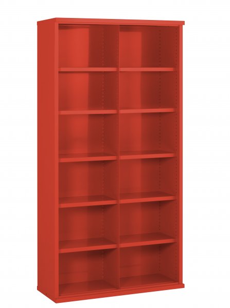 Steel Bin Cabinet | 12 Bins | Bin Dimensions 268 x 455 x 305mm | Red | 1820 x 942 x 377mm | Twin Steel Doors | Redditek