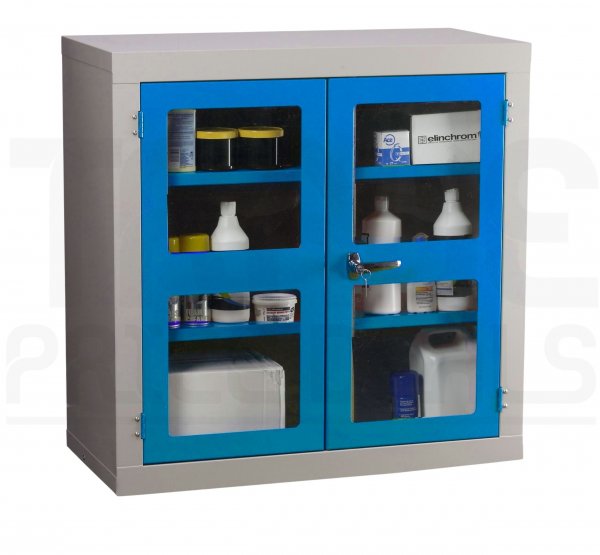 Polycarbonate Door Floor-Standing Cupboard | 2 Blue Doors | 1 Shelf | 915 x 915 x 457mm | Redditek