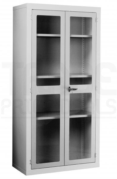 Polycarbonate Door Floor-Standing Cupboard | 2 Grey Doors | 3 Shelves | 1830 x 915 x 457mm | Redditek