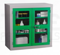 Polycarbonate Door Floor-Standing Cupboard | 2 Green Doors | 1 Shelf | 915 x 915 x 457mm | Redditek
