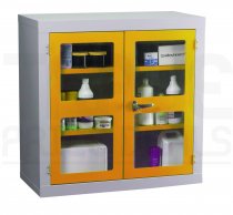 Polycarbonate Door Floor-Standing Cupboard | 2 Yellow Doors | 1 Shelf | 915 x 915 x 457mm | Redditek