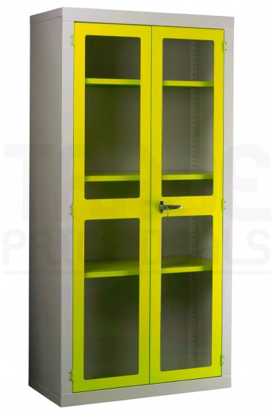 Polycarbonate Door Floor-Standing Cupboard | 2 Yellow Doors | 3 Shelves | 1830 x 915 x 457mm | Redditek