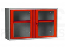 Polycarbonate Door Wall Cabinet | 2 Red Doors | 1 Shelf | 600 x 1000 x 300mm | Redditek