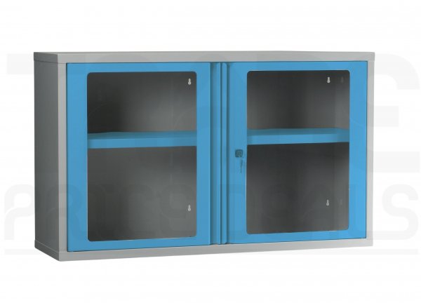Polycarbonate Door Wall Cabinet | 2 Blue Doors | 1 Shelf | 600 x 1000 x 300mm | Redditek