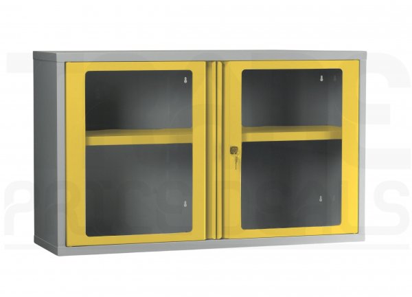 Polycarbonate Door Wall Cabinet | 2 Yellow Doors | 1 Shelf | 600 x 1000 x 300mm | Redditek