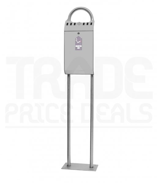 Stand Mounted Cigarette Bin | Powder Coated Steel | Grey | 1400h x 245w x 70d mm | Redditek
