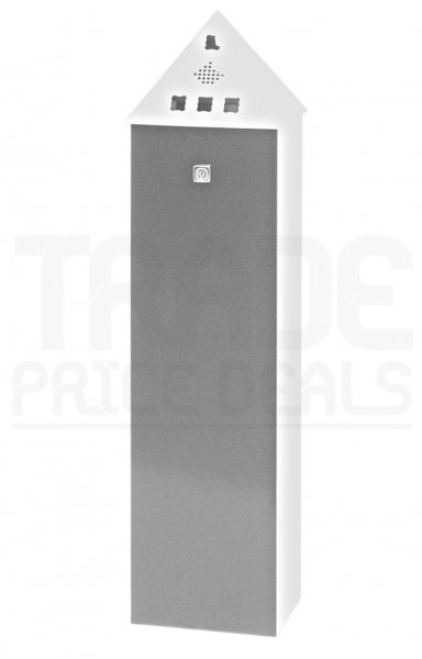 Floor Standing Cigarette Bin | Pyramid Top | Powder Coated Steel | Grey | 800h x 200w x 200d mm | Redditek