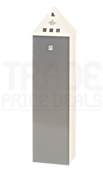 Floor Standing Cigarette Bin | Pyramid Top | Stainless Steel | 800h x 200w x 200d mm | Redditek