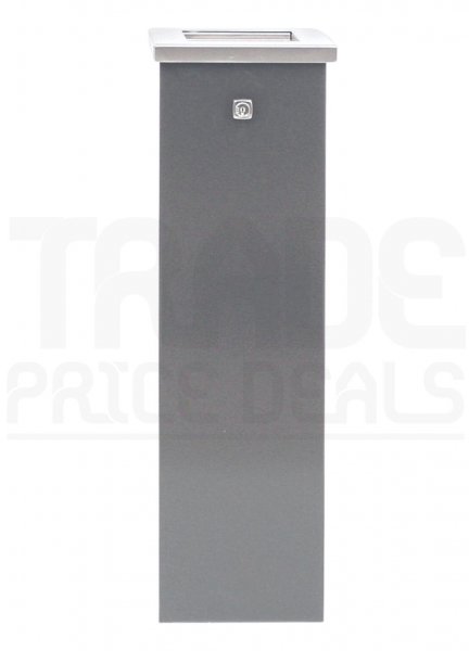 Floor Standing Cigarette Bin | Flat Top | Powder Coated Steel | Grey | 690h x 200w x 200d mm | Redditek