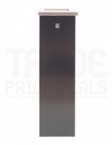 Floor Standing Cigarette Bin | Flat Top | Powder Coated Steel | Black | 690h x 200w x 200d mm | Redditek