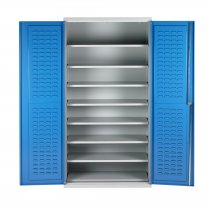 Full Height Metal Cupboard | No Bins | 8 Shelves | Louvre Panel Doors | 2000 x 1000 x 500mm | Redditek