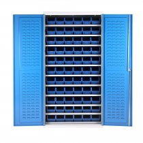 Shelf Support Bin Cupboard | 66 Bins | 11 Adjustable Shelves | Louvre Panel Doors | 2000 x 1000 x 500mm | Redditek