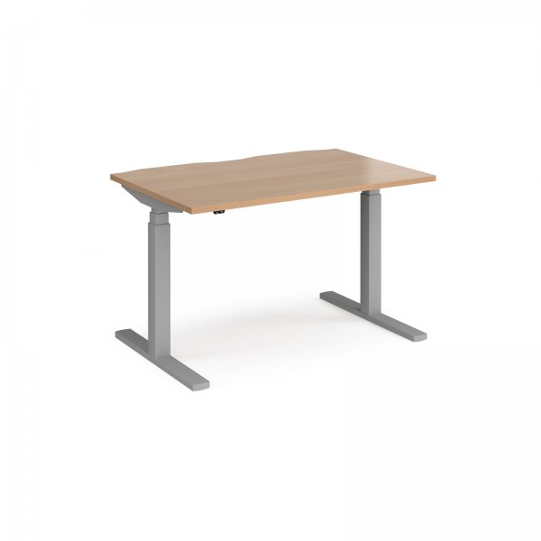 Straight Sit-Stand Desk | 1200 x 800mm | Silver Frame | Beech Top | Elev8 Touch