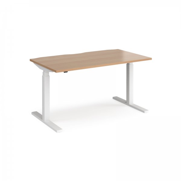 Straight Sit-Stand Desk | 1400 x 800mm | White Frame | Beech Top | Elev8 Touch