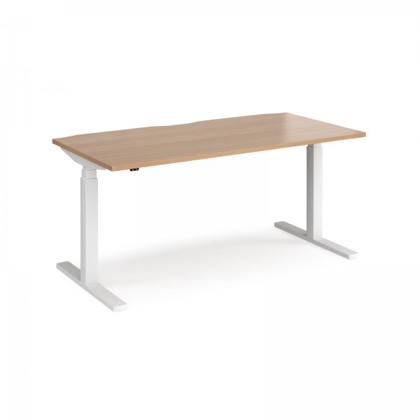 Straight Sit-Stand Desk | 1600 x 800mm | White Frame | Beech Top | Elev8 Touch