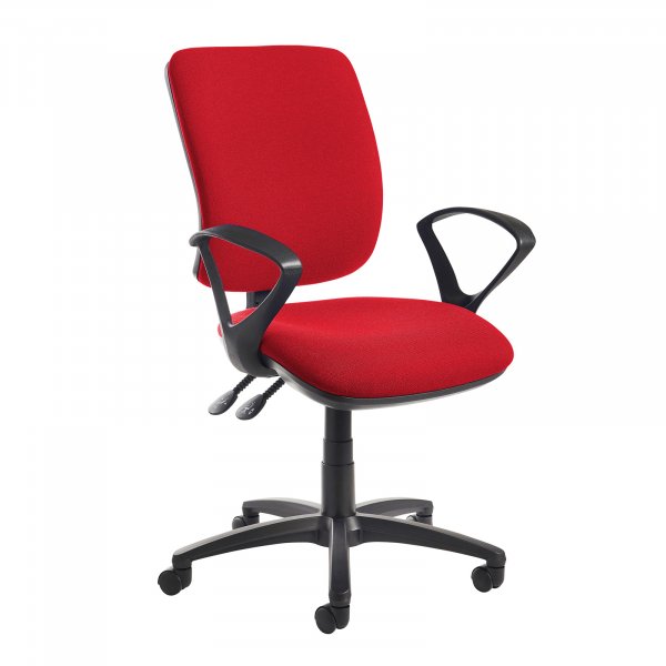 High Back Operator Chair | Belize Red | Made to Order | Fixed Loop Arms | Senza
