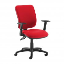 High Back Operator Chair | Belize Red | Made to Order | Height Adjustable Arms | Senza