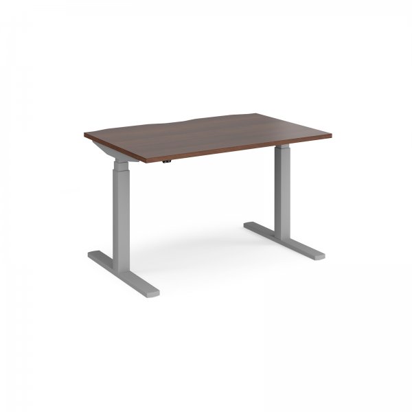 Straight Sit-Stand Desk | 1200 x 800mm | Silver Frame | Walnut Top | Elev8 Touch