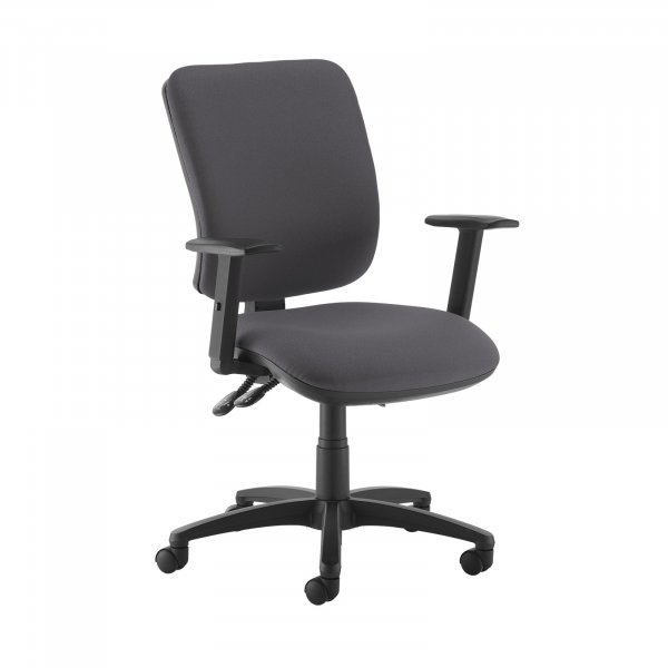 High Back Operator Chair | Blizzard Grey | Made to Order | Height Adjustable Arms | Senza