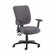 High Back Operator Chair | Blizzard Grey | Made to Order | Folding Arms | Senza