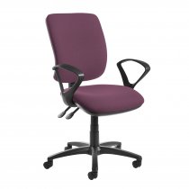 High Back Operator Chair | Bridgetown Purple | Made to Order | Fixed Loop Arms | Senza