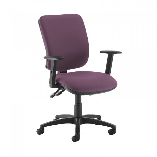 High Back Operator Chair | Bridgetown Purple | Made to Order | Height Adjustable Arms | Senza