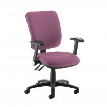 High Back Operator Chair | Bridgetown Purple | Made to Order | Folding Arms | Senza