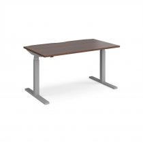 Straight Sit-Stand Desk | 1400 x 800mm | Silver Frame | Walnut Top | Elev8 Touch