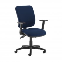 High Back Operator Chair | Costa Blue | Made to Order | Height Adjustable Arms | Senza