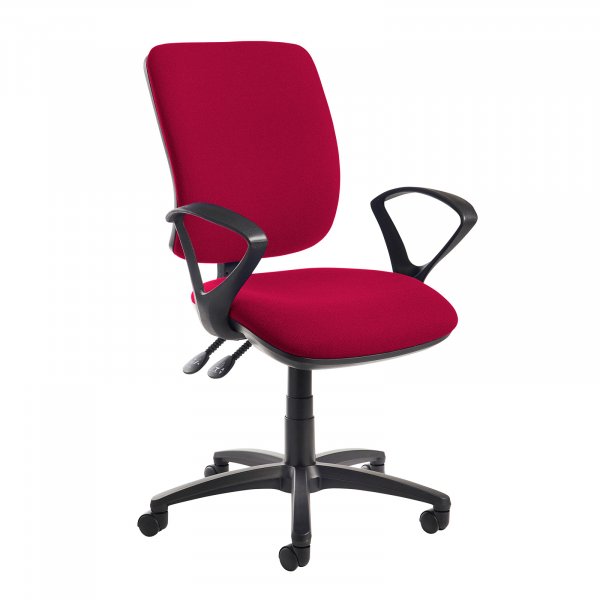 High Back Operator Chair | Diablo Pink | Made to Order | Fixed Loop Arms | Senza