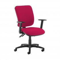 High Back Operator Chair | Diablo Pink | Made to Order | Height Adjustable Arms | Senza