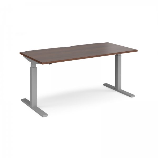 Straight Sit-Stand Desk | 1600 x 800mm | Silver Frame | Walnut Top | Elev8 Touch
