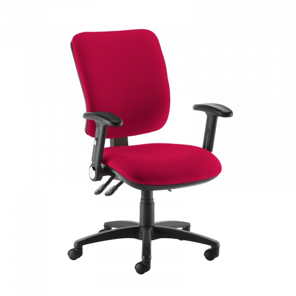 High Back Operator Chair | Diablo Pink | Made to Order | Folding Arms | Senza