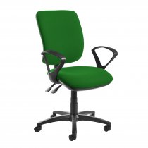 High Back Operator Chair | Lombok Green | Made to Order | Fixed Loop Arms | Senza