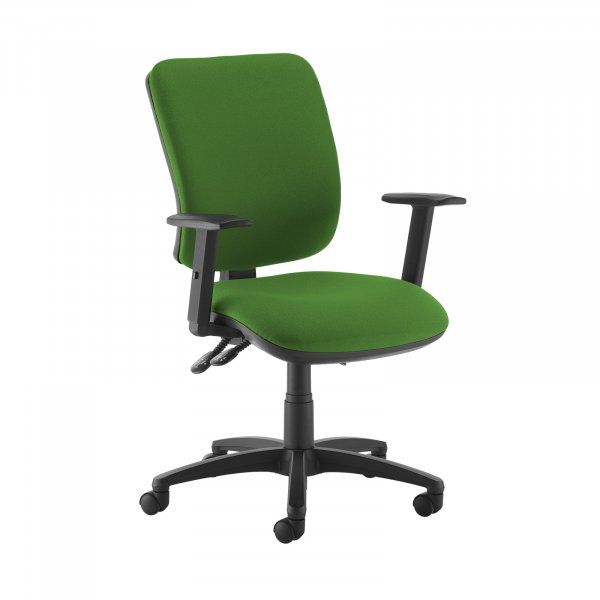 High Back Operator Chair | Lombok Green | Made to Order | Height Adjustable Arms | Senza
