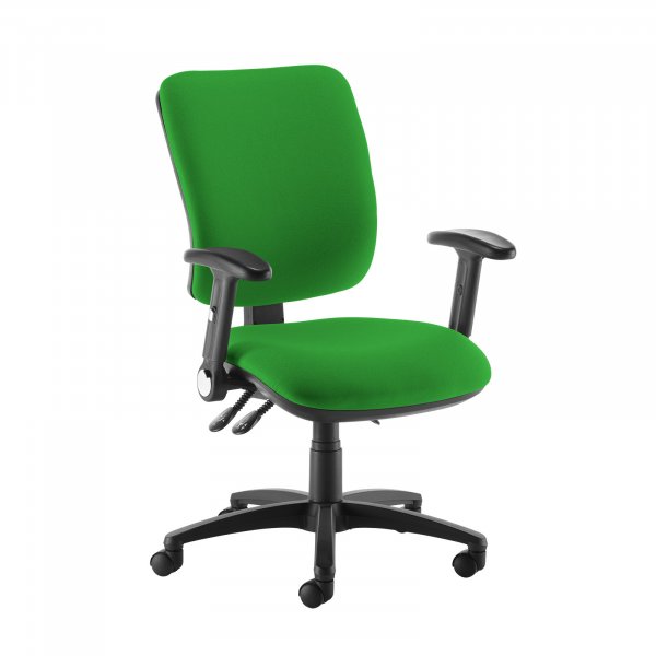 High Back Operator Chair | Lombok Green | Made to Order | Folding Arms | Senza