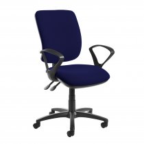 High Back Operator Chair | Ocean Blue | Made to Order | Fixed Loop Arms | Senza