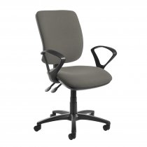 High Back Operator Chair | Slip Grey | Made to Order | Fixed Loop Arms | Senza