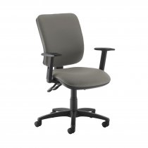 High Back Operator Chair | Slip Grey | Made to Order | Height Adjustable Arms | Senza